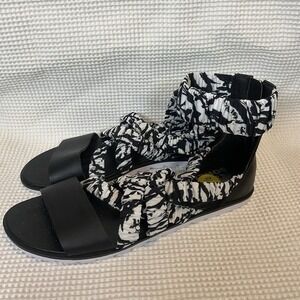 NWOB Sorel Black/White Zip Back Ankle Strap Gladiator Sandals Women 9.5 Vietnam